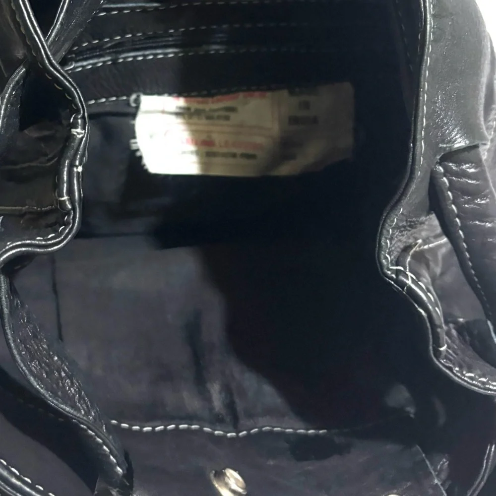 Vintage unisex Black Leather  Backpack